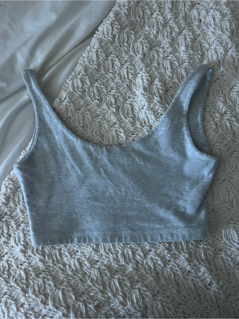 Brandy Melville Grey Ribbed Scoop Crop Tank Top - Women